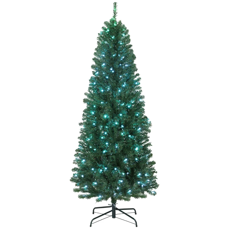 HOMCOM Sapin de Noël artificiel 180 cm, arbre de Noël, lumières LED synchronisées colorées et télécommande, 899 pointes, vert