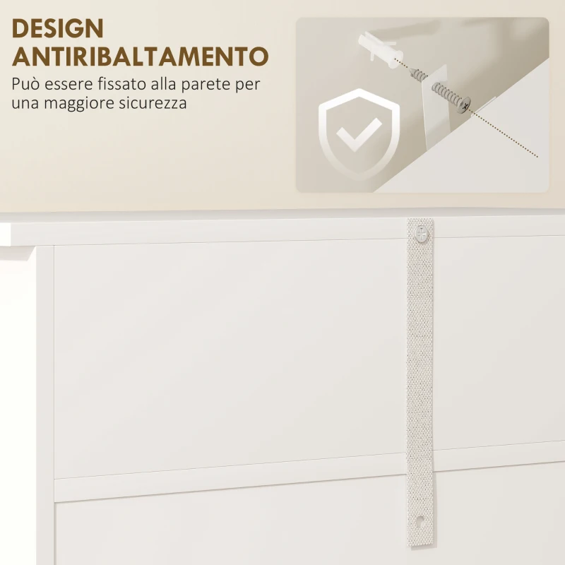 kleankin Mobile Bagno a 2 Ante con Ripiano Regolabile e 2 Cassetti in Legno, 60x30x75 cm, Bianco