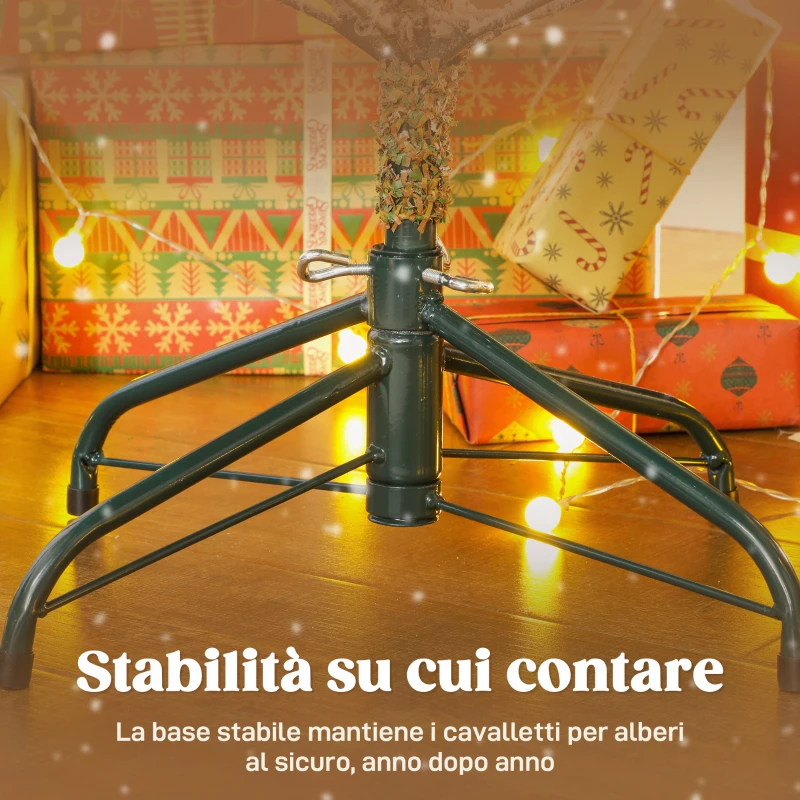 HOMCOM Albero di Natale Innevato Alto 210 cm con Rami Realistici e Base in Metallo Pieghevole