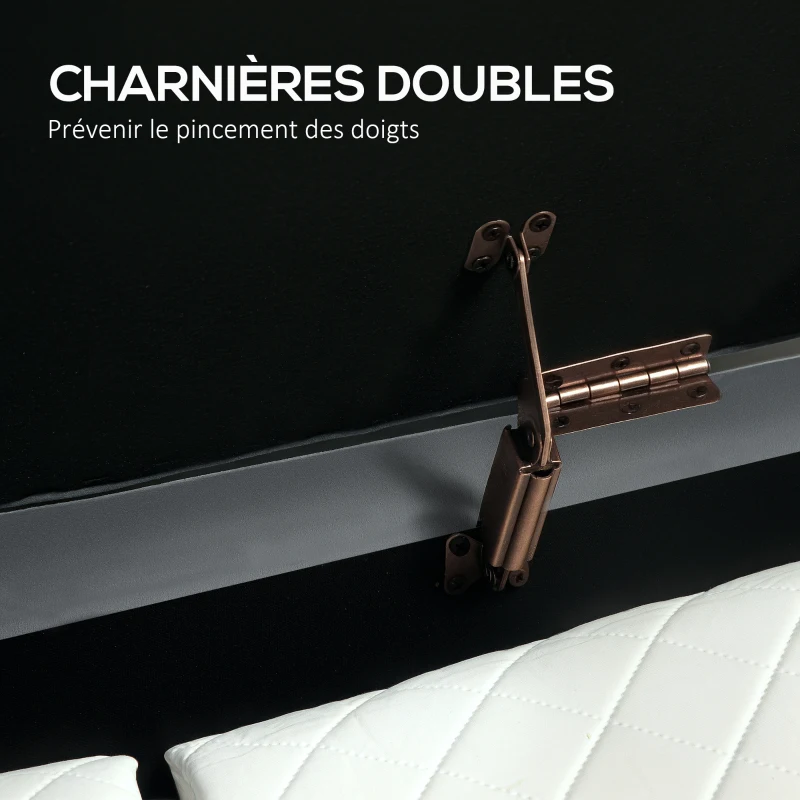 HOMCOM Banc de rangement, bout de lit en velours avec couvercle, pieds en métal, capacité 72 L, 108x44x43,5cm, gris