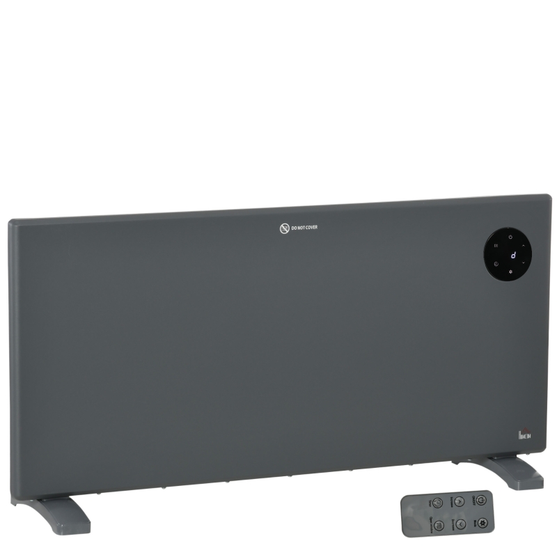 HOMCOM 2000W Electric Convector Heater, Freestanding or Wall Mounted, Space Heater with Adjustable Thermostat, Timer, Grey