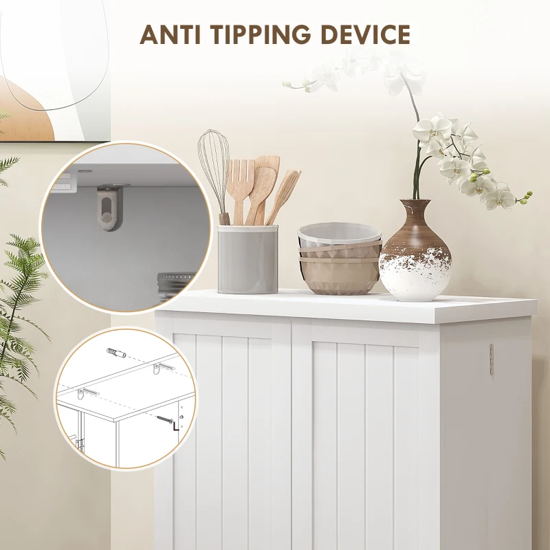 HOMCOM Freestanding Multi-Storage Kitchen Cupboard with Adjustable Shelves White