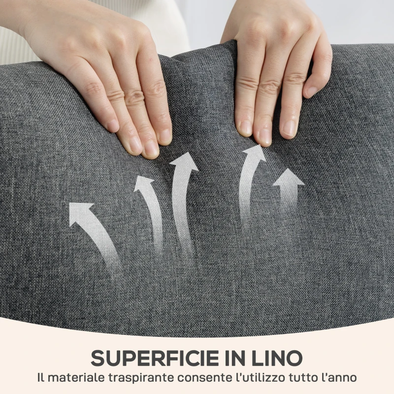 HOMCOM Poltrona Relax Imbottita e Reclinabile a 135° e Poggiapiedi in Tessuto, 69x87x100.5 cm, Grigio