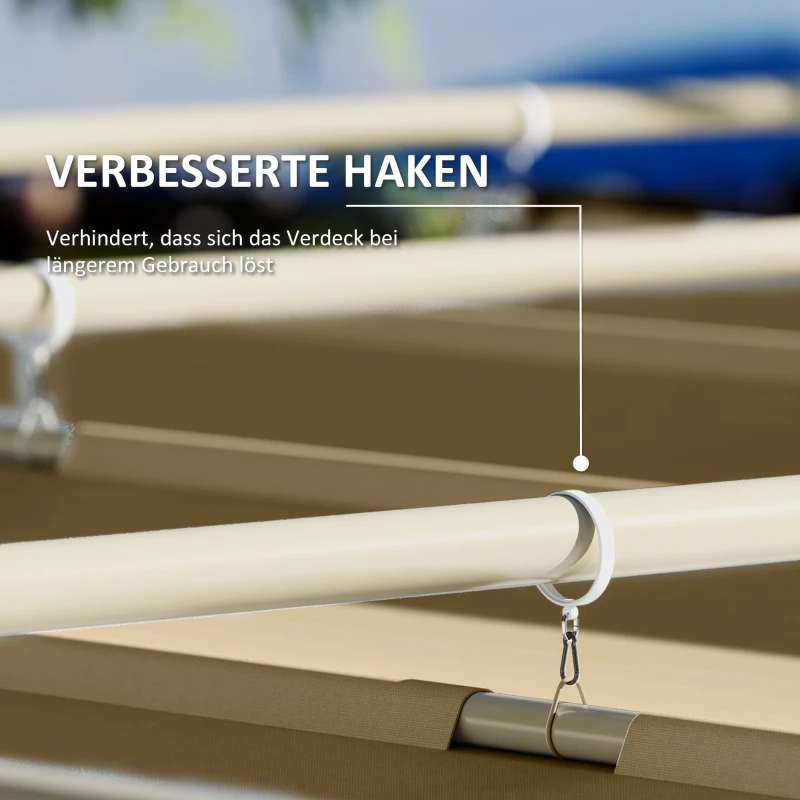 Outsunny 3 x 3 m Garten-Pergola mit einziehbarem Dach, Pavillon, Baldachin für Schatten, UPF30+, Khaki