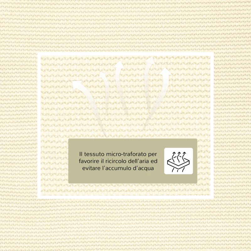 Outsunny Tenda Parasole Triangolare 4x4x4 m in Tessuto Anti-UV Impermeabile Beige per Esterni