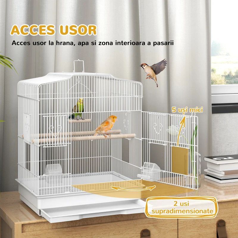 PawHut cusca pentru pasari, 46.5x35.5x92cm, alb