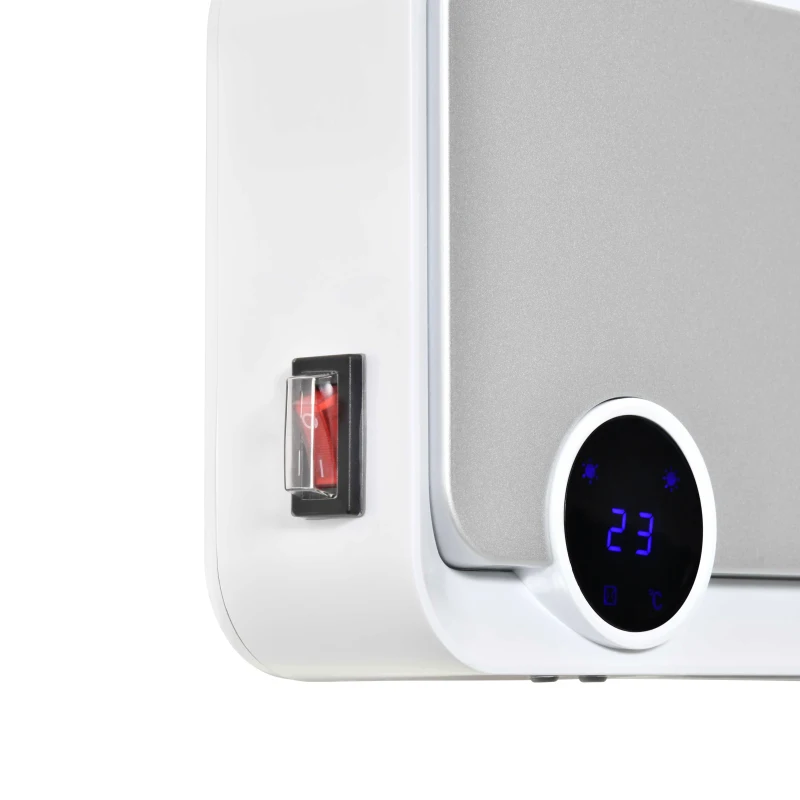 HOMCOM Wall Downflow Heater 2 Heat and Fan 1000W/2000W, Electric Space Heater with Timer Remote Oscillating, for Bedroom Home Office, White and Silver