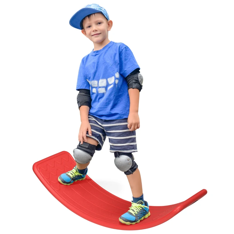 ZONEKIZ Balance Board Kids Wobble Board, Stepping Stone, Montessori-Inspired Toy for Children, Nursery Toy, for Ages 3-6 Years, 82 x 27.5 x 19.5cm - Red