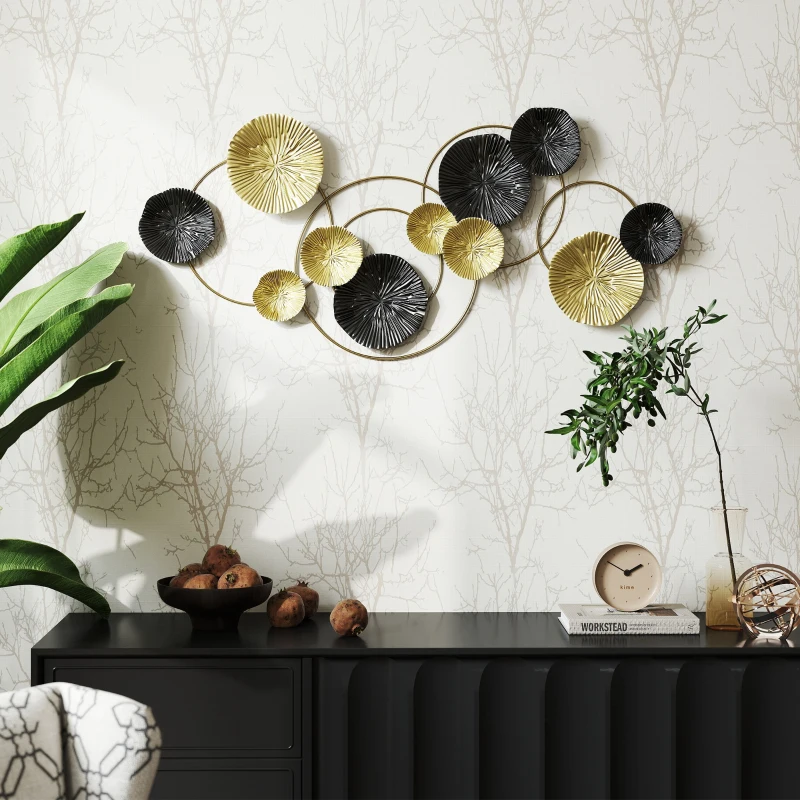 HOMCOM Metal Wall Art, Modern Hanging Wall Decor with Multi-Disc Design for Living Room