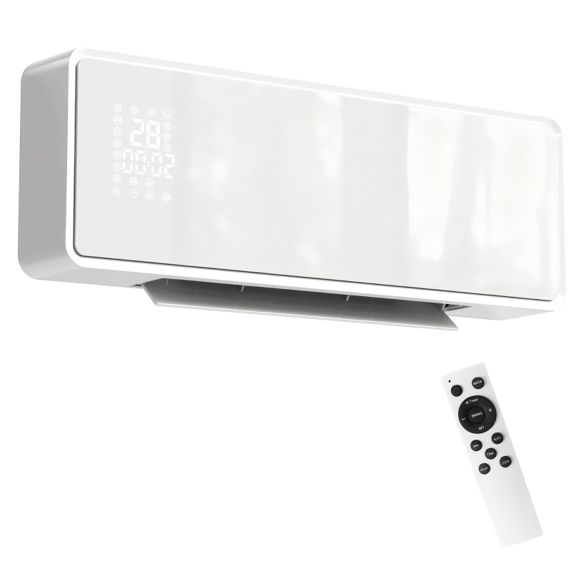 Termoventilatore Da Parete HOMCOM 2000W – Ceramico PTC, Telecomando, Timer Settimanale, Rilevazione Finestra Aperta
