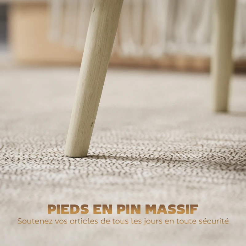 HOMCOM Table basse relevable, table de salon avec 2 compartiments cachés et pieds en pin, 91 x 56 x 43 cm, chêne