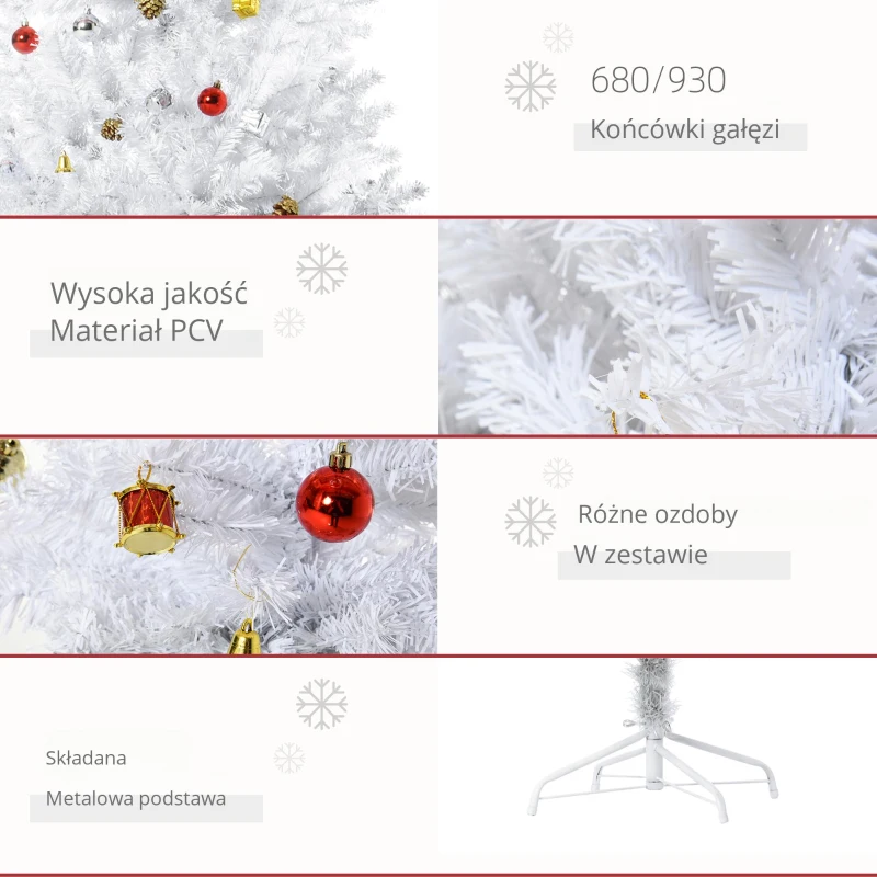 HOMCOM CHOINKA SZTUCZNA BIAŁA 150 CM STOJAK