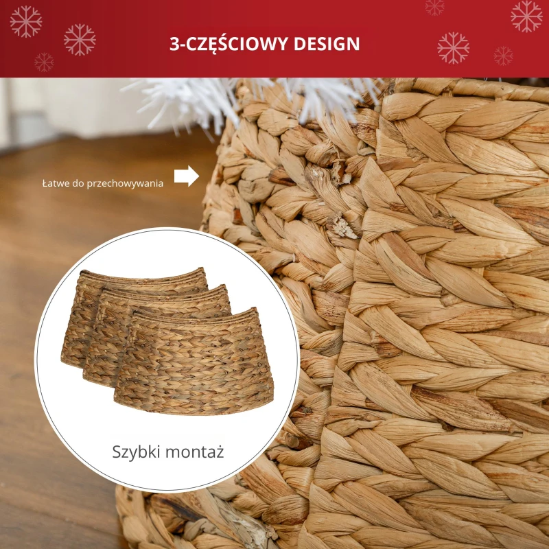 HOMCOM Osłona na stojak do choinki, rustykalna, wzór plecionki, wodna hiacynta, wzmocnienie metalowe