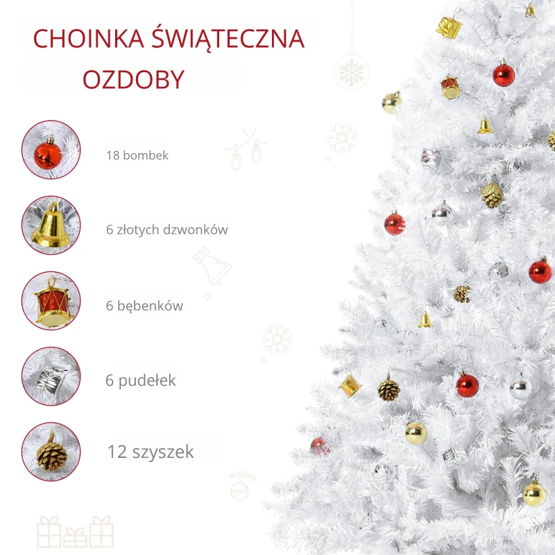 HOMCOM CHOINKA SZTUCZNA BIAŁA 150 CM STOJAK