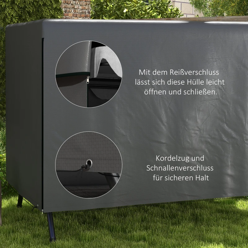 Outsunny Beschermhoes voor tuinmeubelen, afdekhoes voor buitenmeubels, 215 cm x 155 cm x 150 cm, Donkergrijs