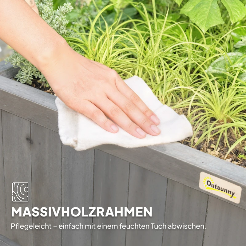 Outsunny Verhoogd bed met spalier en dak, plantenbak, bloembed, weerbestendig, hout, 90 x 45 x 183 cm, Donkergrijs