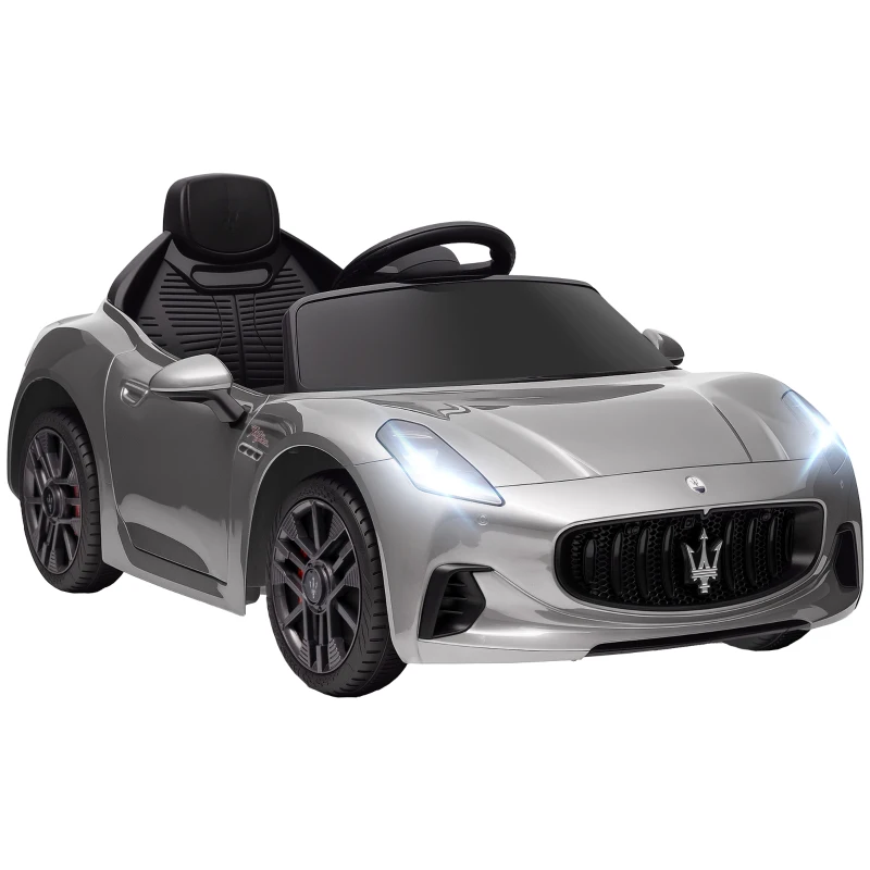 AIYAPLAY 12V Maserati Gran Turismo Folgore Lincesed Kids Electric Car with Remote Control, Soft Start, Grey