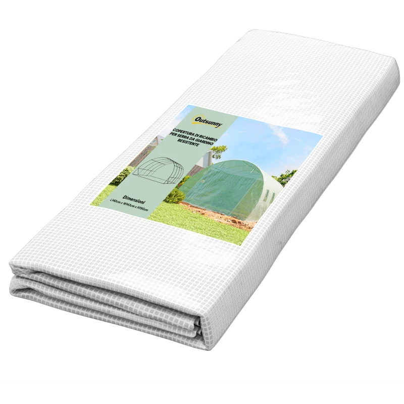 Outsunny Telo Serra in PE con 8 Finestre, Porta Avvolgibile e Bordi Interrati, 4x3x2 m, Verde