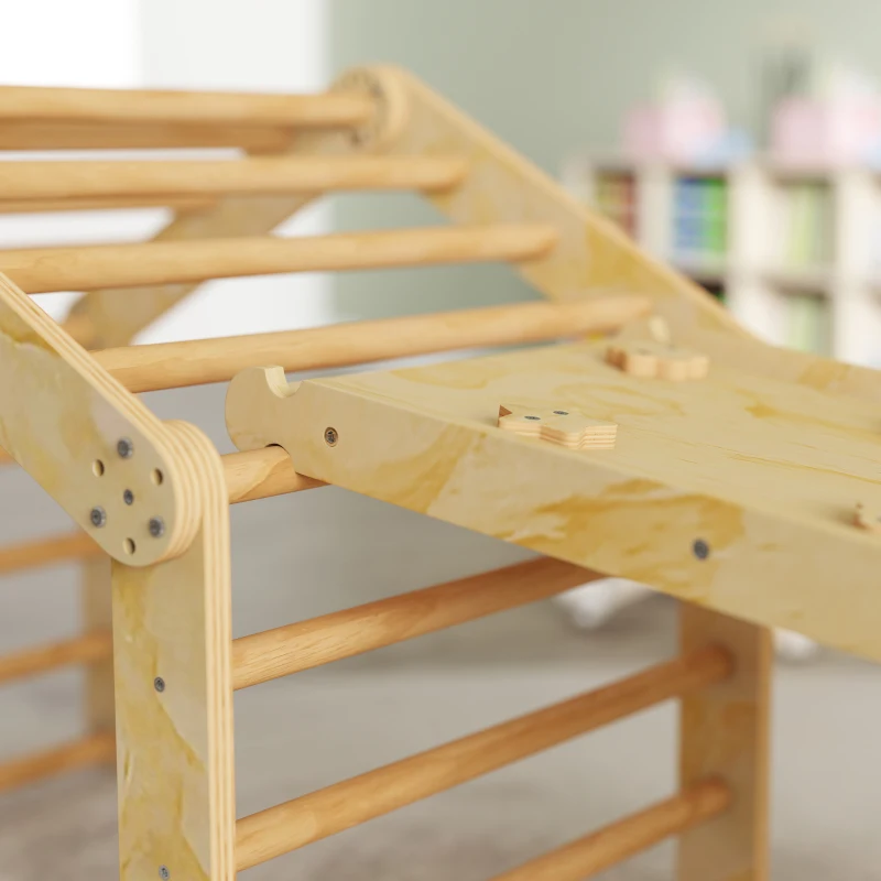AIYAPLAY 9-in-1 Indoor-Klettergerüst, Rampe, Rutsche, Leiter, Schreibtafel, für Kleinkinder, Holz