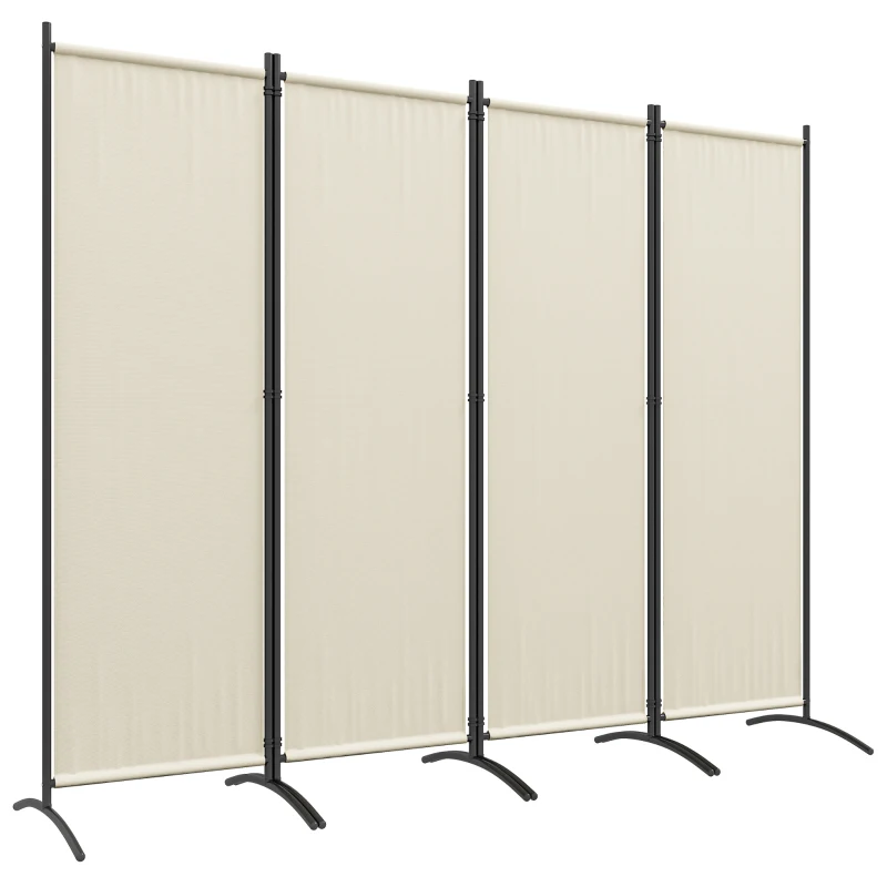 Outsunny Paravent 221 x 172 cm paravent de jardin à 4 panneaux avec pieds larges en tissu polyester de 180 g/m² crème