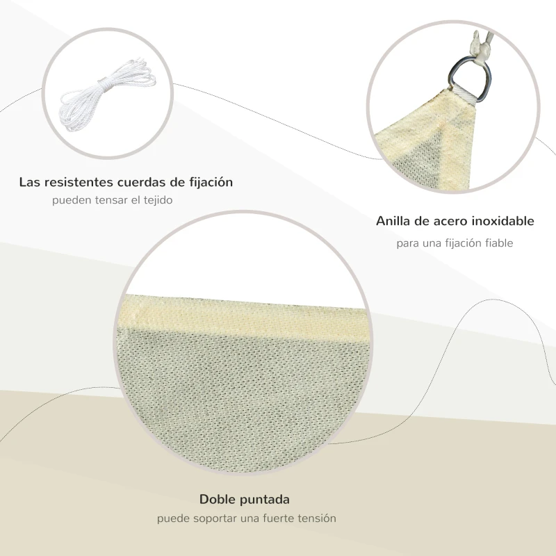 Outsunny Toldo Vela Rectangular 4x3 m Vela de Sombra para Jardín Patio Terraza HDPE Anti UV y Transpirable Color Crema