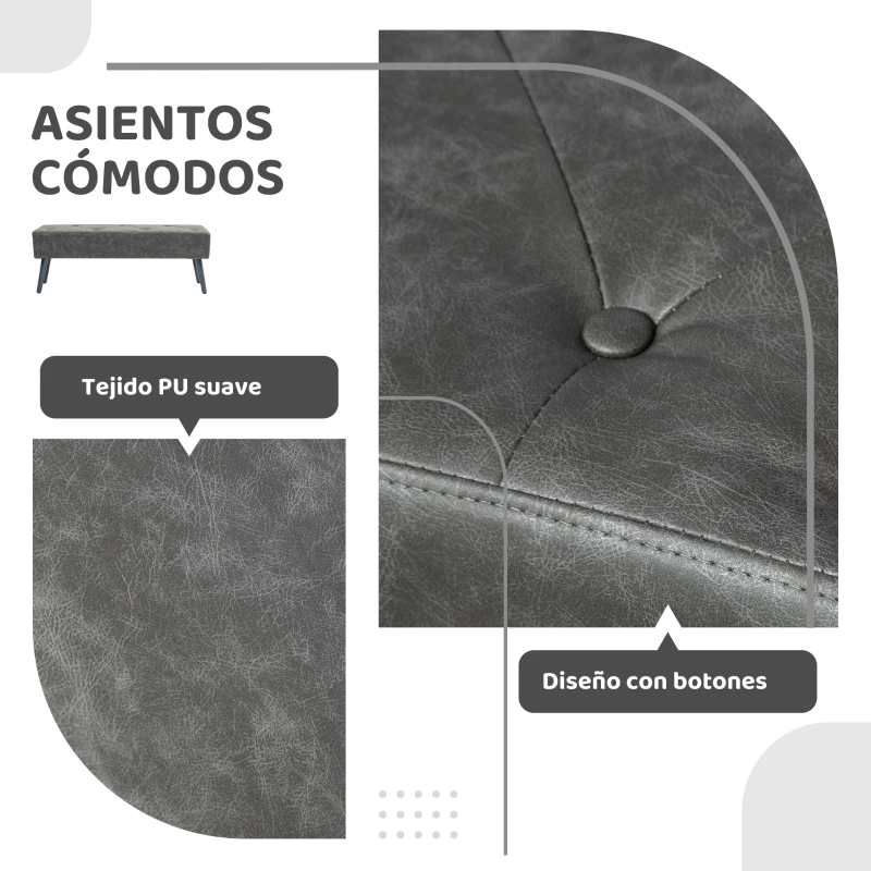 HOMCOM Banco de Pie de Cama Banqueta de dormitorio con Patas de Madera y Asiento Acolchado 114x38x42 cm Gris