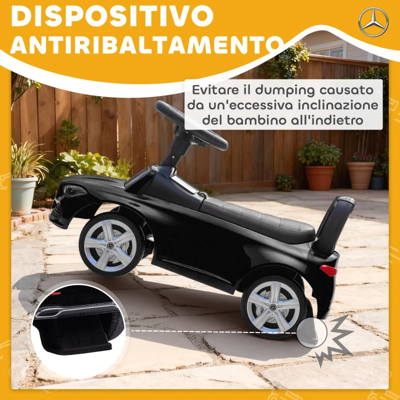 AIYAPLAY Macchina per Bambini Licenza Mercedes Benz con Clacson e Spazio Portaoggetti, 65x28x39 cm, Nero