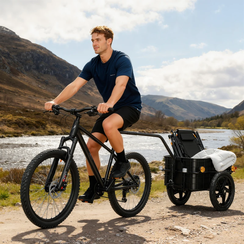 HOMCOM Remorcă pentru bicicletă 40 kg Husă din material Oxford cu reflectoare și cadru din oțel 144x59x80 cm Roșu și Negru