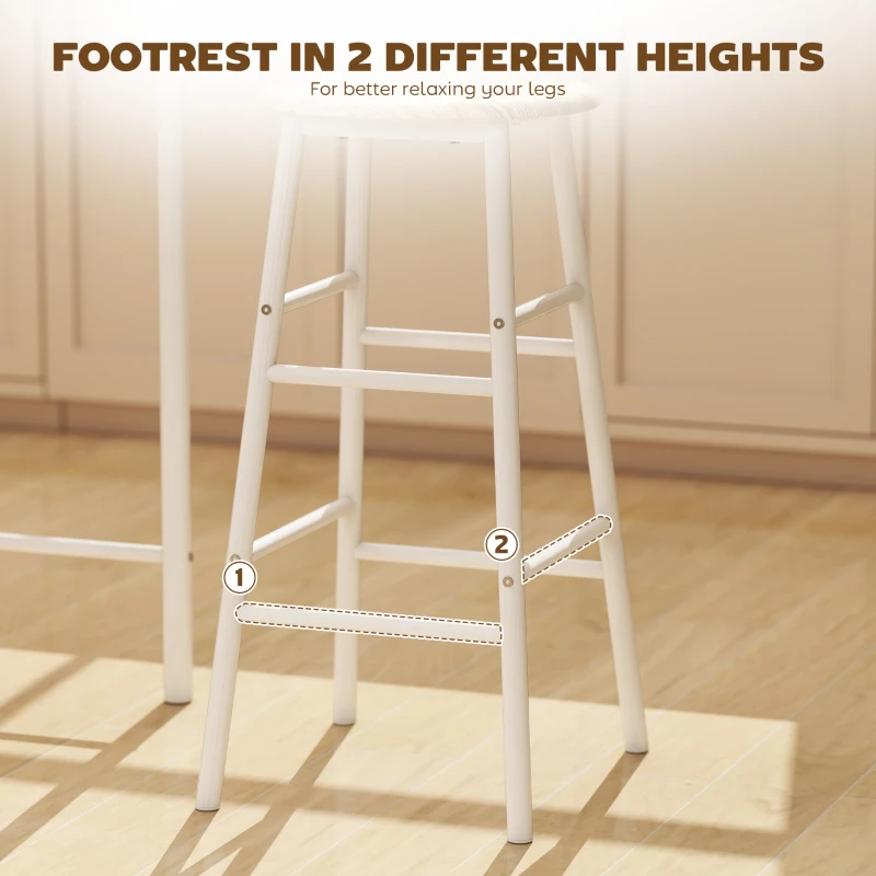 HOMCOM Bar Table Set, Bar Table and Stools Set, Footrest and Storage Shelf, for Kitchen, Dining Room, Pub, Cafe, White and Oak