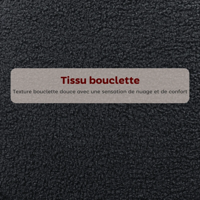 HOMCOM Lot de 2 tabourets de bar en tissu bouclette, chaises de bar avec dossier courbé, repose-pieds, 49x52x95cm, noir