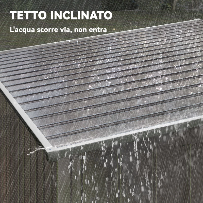 Outsunny Capanno Attrezzi in Metallo 1.5x2m con Base, Porta Scorrevole e Tetto Inclinato, Grigio Chiaro