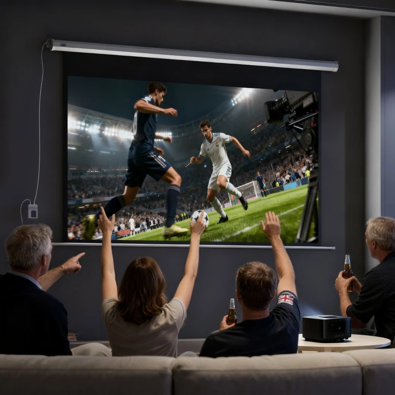 HOMCOM Pantalla para Proyector 254 cm 16:9 Motorizada con Mando a Distancia, 251x8x168 cm, Blanco