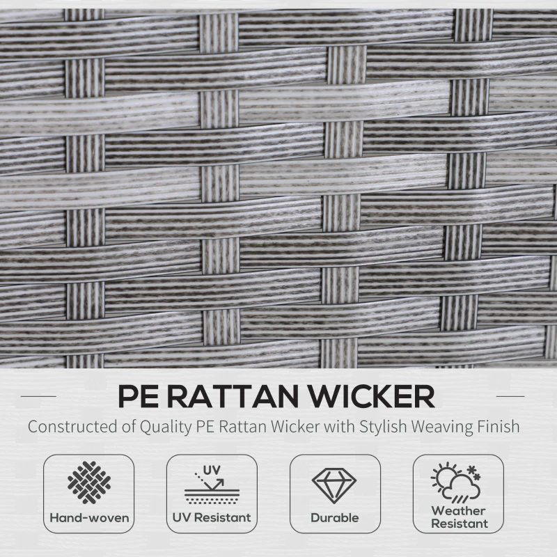 Outsunny 6-Seater Rattan Dining Set Sofa Table Footstool Outdoor w/ Cushion Garden Furniture