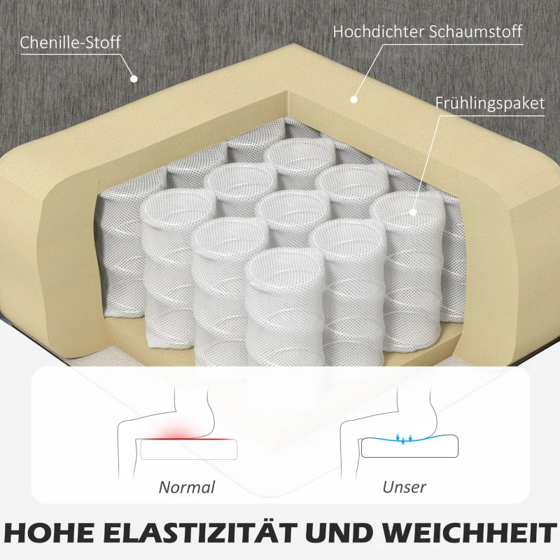 HOMCOM Ecksofa, Eck-Couch mit umkehrbarer Chaiselongue, Sofa in L-Form, Bezug in Leinenoptik, 186 x 130 x 84 cm, Braun(m-5)