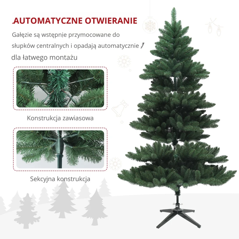 HOMCOM Choinka Jodła Kaukaska, Naturalny Wygląd, Szer. & Bujna, 180 x śr. 120 cm, Zielona