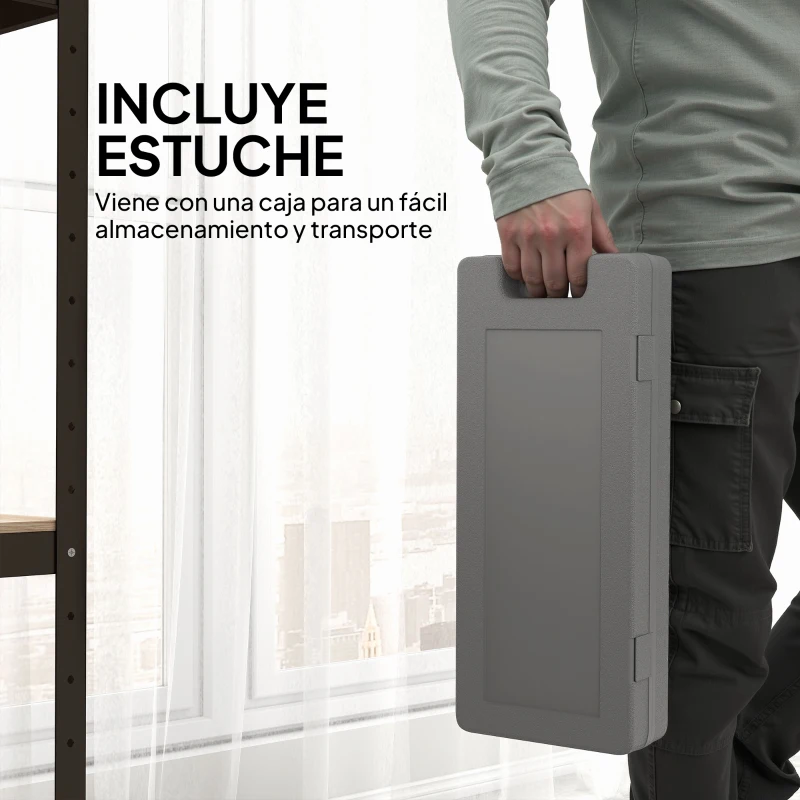 HOMCOM Juego de 6 Mancuernas Hexagonales de 1,5kg 1kg y 0,5kg con Revestimiento de Neopreno con Maletín 43x18x7,5 cm Multicolor