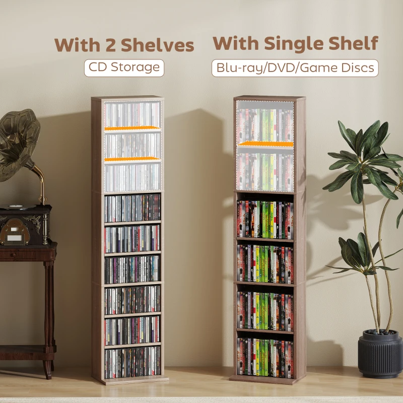 HOMCOM 260 Narrow CD Storage Unit - Natural Wood Finish