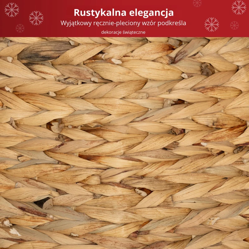 HOMCOM Osłona na stojak do choinki, rustykalna, wzór plecionki, wodna hiacynta, wzmocnienie metalowe