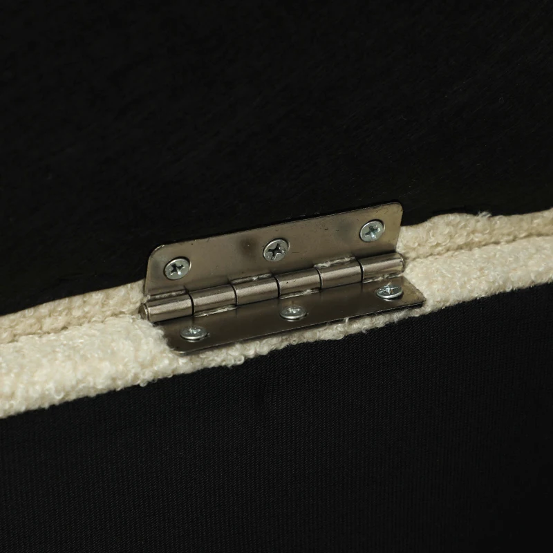 HOMCOM Vintage design zitbank, schoenenbank, verborgen opbergruimte, kasjmier-look, beige + zwart(m-8)