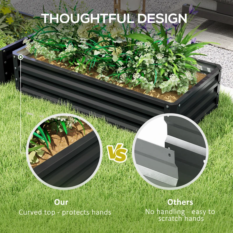 Outsunny Set of 2 Raised Beds for Garden, Galvanised Outdoor Planters for Herbs Vegetables, Use for Patio Balcony, Grey