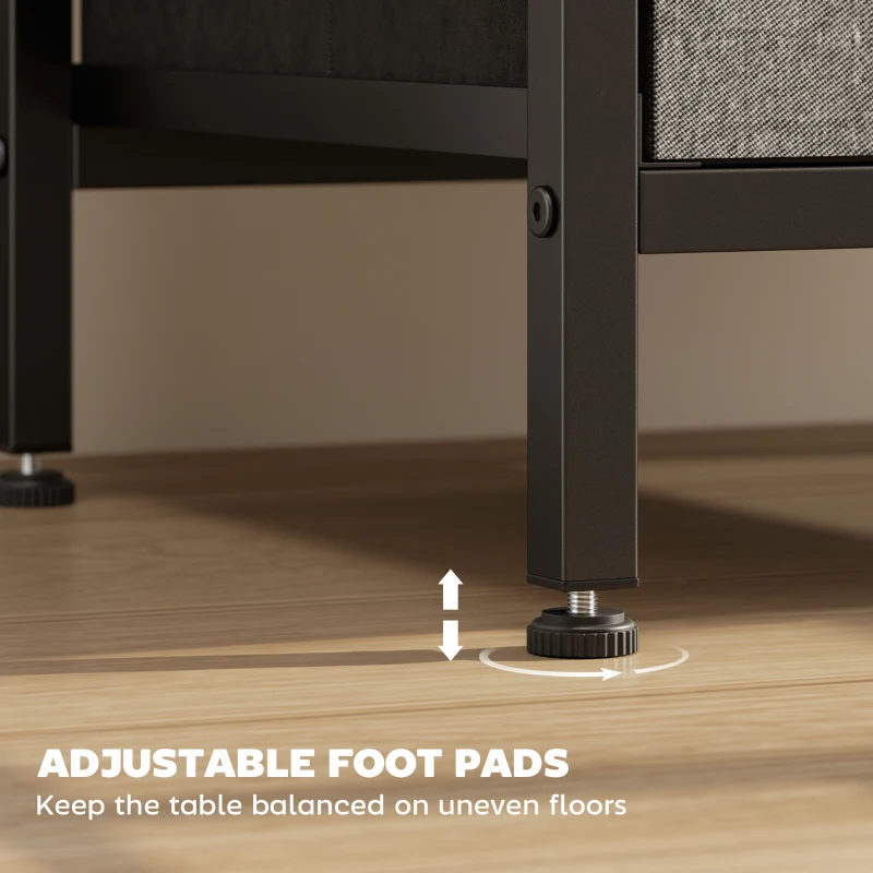 HOMCOM Bedside Table with Charging Station - Black