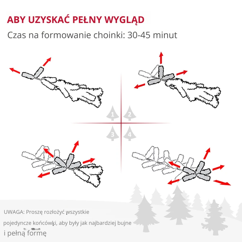 HOMCOM Sztuczna Choinka, 180 cm, LED, Pokryta Śniegiem, Ognioodporna, Metalowa Podstawa