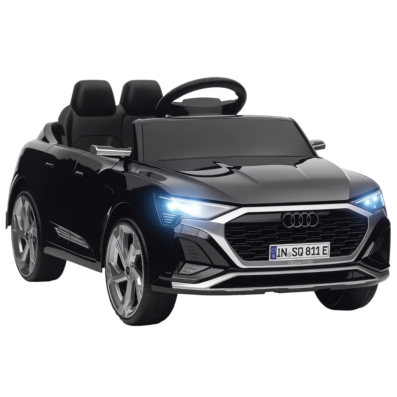 AIYAPLAY Elektro-Kinderauto, 12V Audi Q8, 3-5 km/h, Fernsteuerung, Scheinwerfer, Musik, Schwarz