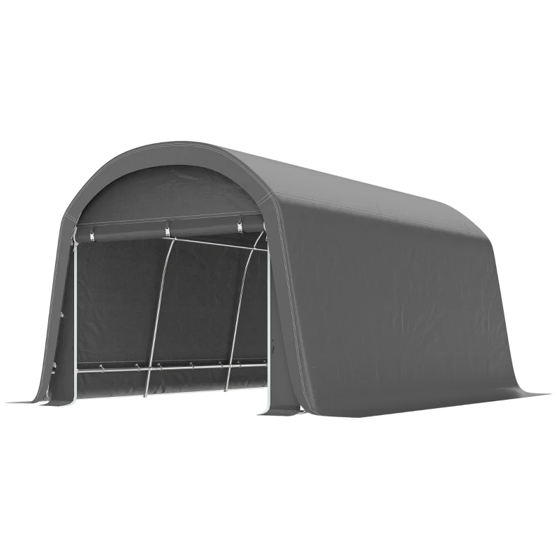 Outsunny /Gartenschuppen mit Kunststoff-Plane, Werkzeugzelt, aufstellbare Garage, 300B x 450T x 230H cm, Dunkelgrau