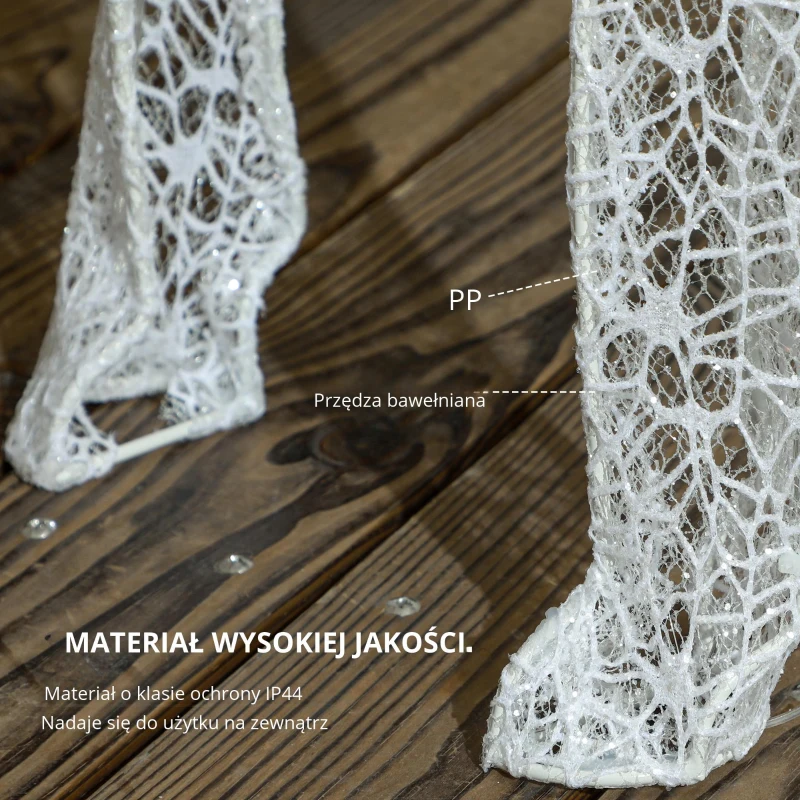 Outsunny Dekoracja Świąteczna LED, Oświetlony Renifer i Sanki, 170 Świateł, 50 x 29 x 42 cm