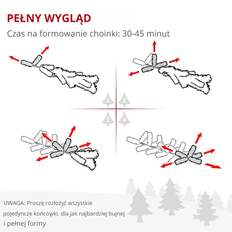 HOMCOM Sztuczna Choinka 1,8 m , Stojak Metalowy, PVC, Zielona