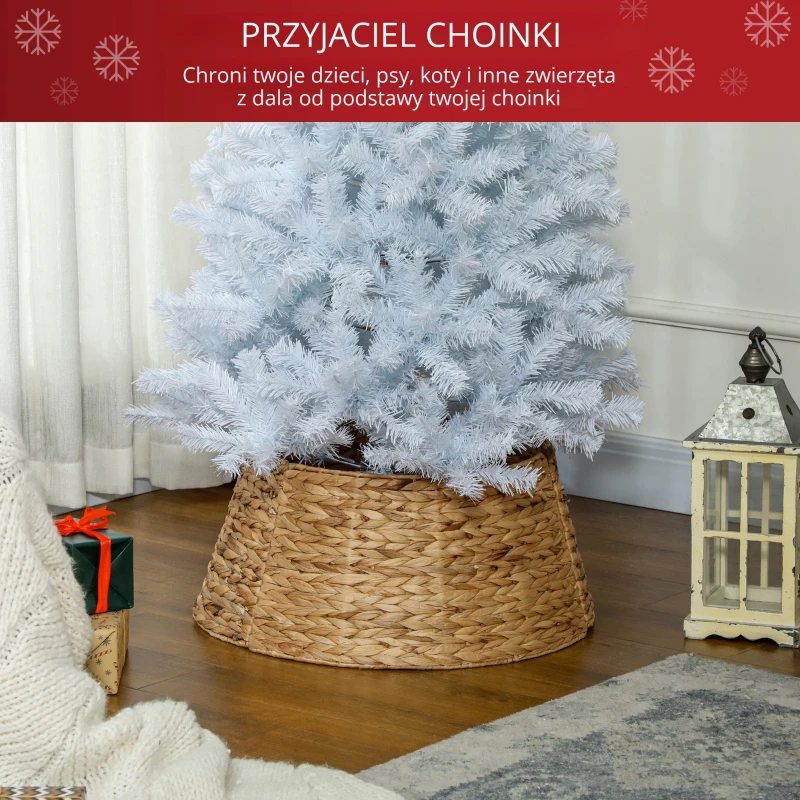 HOMCOM Osłona na stojak do choinki, rustykalna, wzór plecionki, wodna hiacynta, wzmocnienie metalowe