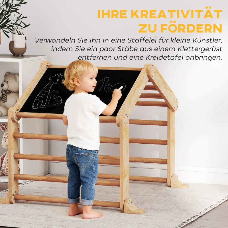 AIYAPLAY 9-in-1 Indoor-Klettergerüst, Rampe, Rutsche, Leiter, Schreibtafel, für Kleinkinder, Holz