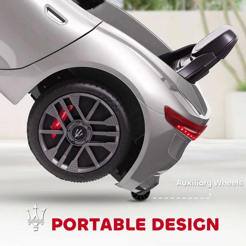 AIYAPLAY 12V Maserati Gran Turismo Folgore Lincesed Kids Electric Car with Remote Control, Soft Start, Grey