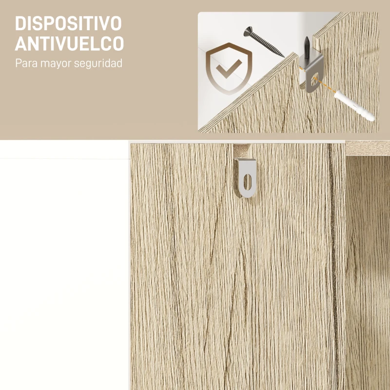 kleankin Mueble para Debajo del Lavabo Armario Bajo con 2 Puertas Estante y Patas de Acero 60x30x60 cm Roble y Blanco